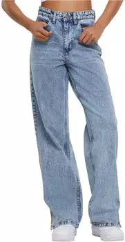 Urban Classics Wide Leg Slit Denim Jeans Acid washed blue denim