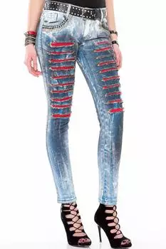 Cipo & Baxx Slim-fit Jeans mit Nietenbesatz WD-375 blau