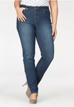 Arizona Jeans Slim-fit Jeans Curve-Collection high waist Five-Pocket Design Zip-Fly dk. blue us