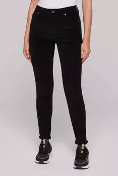 Soccx Slim-fit-Jeans aus Feincord mit hoher Leibhöhe schwarz