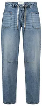 Cartoon Ankle-Jeans mit Bindegürtel blau