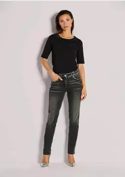 Madeleine Slim Five-Pocket Jeans Slim Fit Used Look schwarz