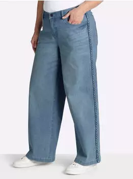 Sheego Jeans mit geflochtenen Streifen am weiten Bein (214001) blue-bleached