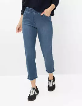 BRAX Schlupfhose CAVINA FRINGE STONED SLIGHTLY USED denim blau (106300-10941820-25)