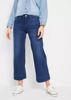 bonprix Wide Leg Jeans Loose Fit Used Look 7/8 (96782595) blau used