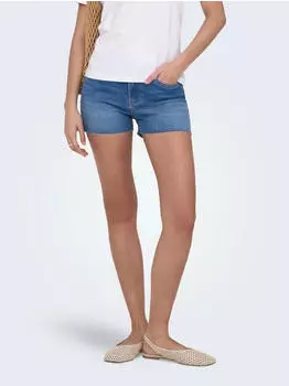 Only Blush Mid Skinny Raw Shorts (15196303) blue denim