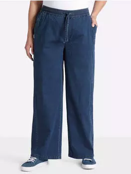 Sheego Schlupfjeans mit weitem Bein und Bindeband (214797) blue-stone-washed