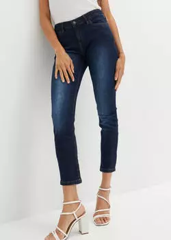 bonprix Slim Fit Jeans Mid Waist Cropped Used Look (92142995) dunkelblau used