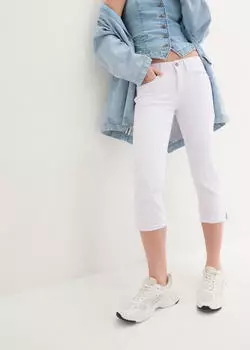 bonprix Slim Fit Jeans Mid Waist Cropped Used Look (90677595) weiß