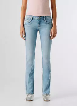 Pepe Jeans Slim Jeans MW Gen Straight Jeans mit doppeltem Knopfverschluss (77488059) hellblau