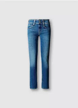 Pepe Jeans Slim Jeans MW Gen Straight Jeans mit doppeltem Knopfverschluss (69103024) blue mid