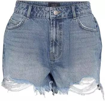 Noisy May NMOlesia HW Fringed Shorts blau denim
