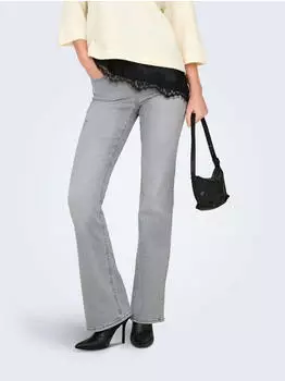 Only ONLBlush Mid Waist Flared Jeans mit Used Look (15290930) light grey denim