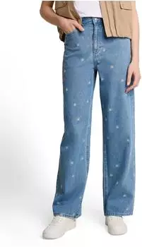 Tom Tailor Denim Alexa Straight Jeans Wide Leg (52584944) blue white daisy embroidery