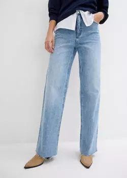 bonprix Weite Jeans Loose Fit Used Look eisblau denim used