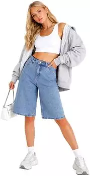 Sublevel Jeans Shorts Bermuda Baggy 5-Pocket-Style middleblue