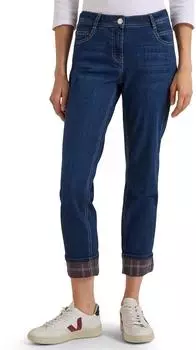 Cecil Scarlett Straight Jeans mit Turn-Up-Detail dunkelblau wash
