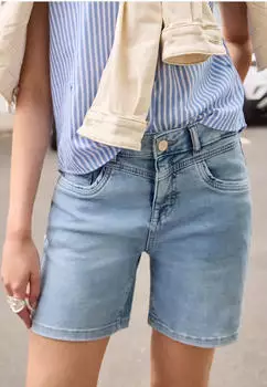 Street One Studio Straight Leg Shorts im Casual Fit Jeans light blue random washed (Damen) (F38103218093)