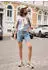 Street One Studio Straight Leg Shorts im Casual Fit Jeans light blue random washed (Damen) (F38103218093)