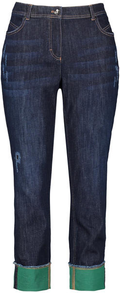 Samoon Betty Jeans mit farbigem Saumaufschlag raw blue denim