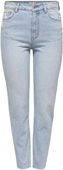 Only Emily HW Raw Ankle Straight Fit Jeans light blue medium