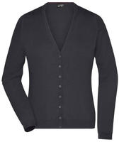 Ladies' V-Neck Cardigan Klassische Baumwoll-Strickjacke schwarz, Gr. XS