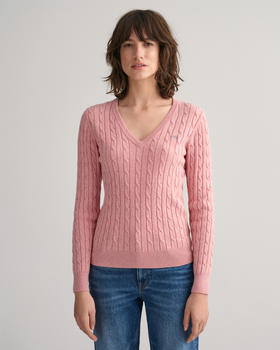 GANT Zopfstrick V-Neck Pullover aus Stretch-Baumwolle (4800101) pink blush