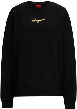 Hugo Relaxed-Fit Sweatshirt mit handgeschriebenem Logo in Metallic-Optik Style Classic Crew_1 (50508558) schwarz