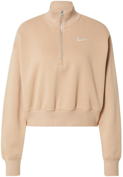 Nike Sportswear Phoenix Fleece Kurz-Sweatshirt mit Halbreißverschluss für Damen (DQ5767) hemp/sail