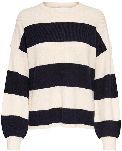 Only Atia Round Neck Sweater (15220044) whitecap gray/stripes night sky