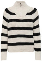 ONLY Stehkragenpullover "ONLLEISE FREYA LS ZIP HIGH NECK KNT NOOS" mit Streifenmuster