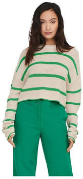Only ONLMALAVI L/S CROPPED PULLOVER KNT NOOS (15284453-4335796) pumice stone/stripes green bee