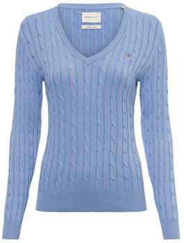 GANT Zopfstrick V-Neck Pullover aus Stretch-Baumwolle (4800101) clear sky