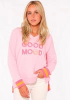 Zwillingsherz Sweatshirt "Dana", Neon-B&uuml;ndchen, V-Ausschnitt, Langarm,