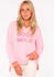 Zwillingsherz Sweatshirt Dana 'Good Mood'-Schriftzug und neonrosa Bündchen