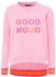 Zwillingsherz Sweatshirt Dana 'Good Mood'-Schriftzug und neonrosa Bündchen
