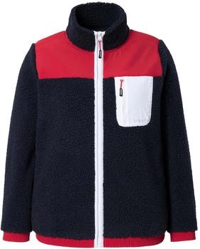 Ulla Popken Sweatjacke Teddyfleece-Jacke Patches Stehkragen 2-Wege-Zipper marine