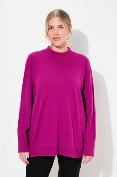 Ulla Popken Strickpullover Stehkragen beere