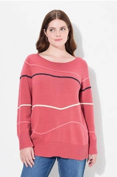 Ulla Popken Strickpullover U-Boot-Ausschnitt himbeere