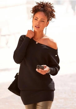Lascana Longpullover Zieraccessoires am &Auml;rmel schwarz