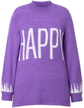 Angel of Style Rollkragenpullover HAPPY-Statement Ballon-Langarm fliederviolett