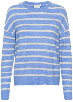 Kaffe Strickpullover KAlida blau-meliert beige-gestreift