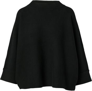 Comma Strickpullover Rippblende grau schwarz