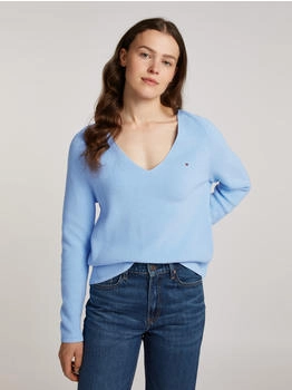 Tommy Hilfiger CO CARDI STITCH V-NK LS Damen Pullover blau