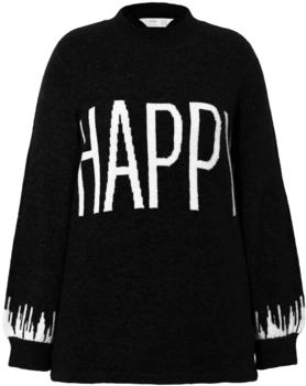 Angel of Style Rollkragenpullover HAPPY-Statement Ballon-Langarm schwarz