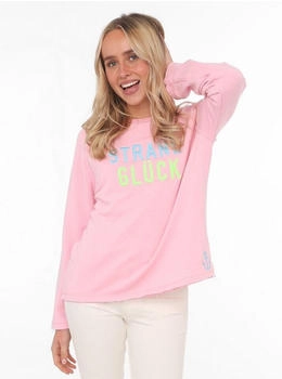 Zwillingsherz Langarmshirt 'Strandglück' rosa