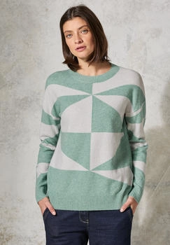 Cecil Pullover gr&uuml;n wei&szlig;