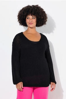 Angel of Style Strickpullover Ballonärmel V-Ausschnitt schwarz