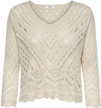 Jacqueline de Yong Pullover 'New Sun' beige wei&szlig;