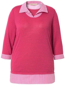 Mia Moda Strickpullover 2-in-1-Pullover Lagen-Look 4-Ärmel hibiskuspink